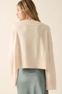 Feels Like Home Solid Knit Drop-Shoulder Sweater - ShopPromesa