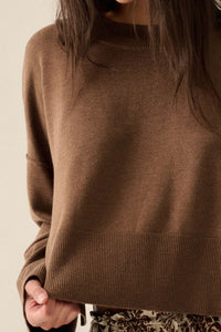 Feels Like Home Solid Knit Drop-Shoulder Sweater - ShopPromesa