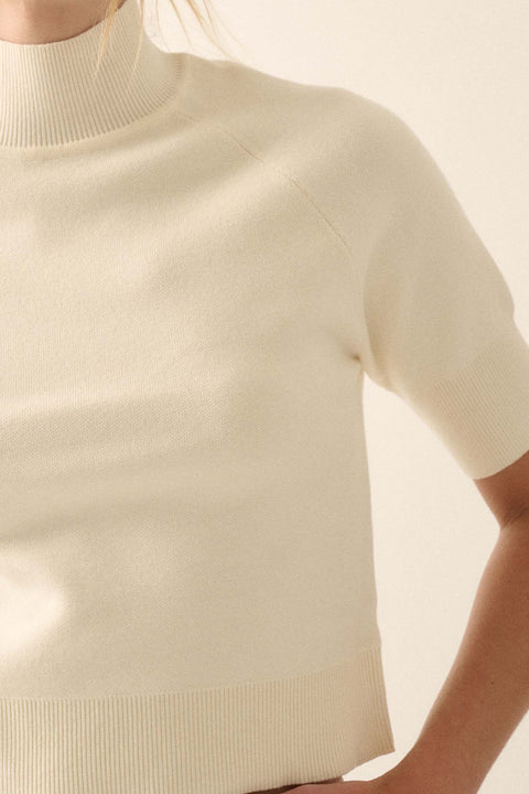 Simple Pleasures Short-Sleeve Mock-Neck Sweater - ShopPromesa