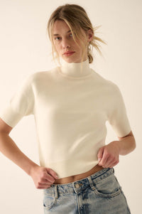 Simple Pleasures Short-Sleeve Mock-Neck Sweater - ShopPromesa