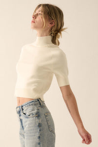 Simple Pleasures Short-Sleeve Mock-Neck Sweater - ShopPromesa