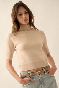 Simple Pleasures Short-Sleeve Mock-Neck Sweater - ShopPromesa