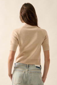 Simple Pleasures Short-Sleeve Mock-Neck Sweater - ShopPromesa