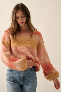 All for Hue Ombre Knit Bubble-Sleeve Sweater - ShopPromesa