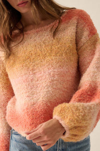 All for Hue Ombre Knit Bubble-Sleeve Sweater - ShopPromesa