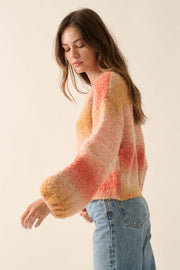 All for Hue Ombre Knit Bubble-Sleeve Sweater - ShopPromesa