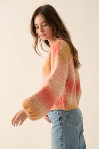 All for Hue Ombre Knit Bubble-Sleeve Sweater - ShopPromesa