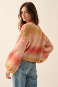 All for Hue Ombre Knit Bubble-Sleeve Sweater - ShopPromesa