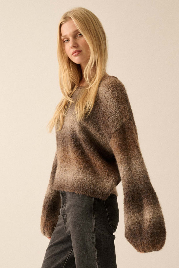 All for Hue Ombre Knit Bubble-Sleeve Sweater - ShopPromesa