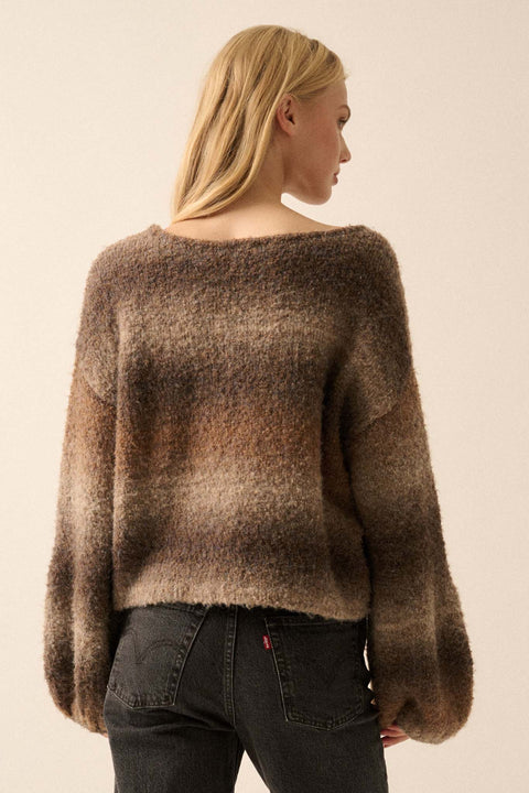 All for Hue Ombre Knit Bubble-Sleeve Sweater - ShopPromesa