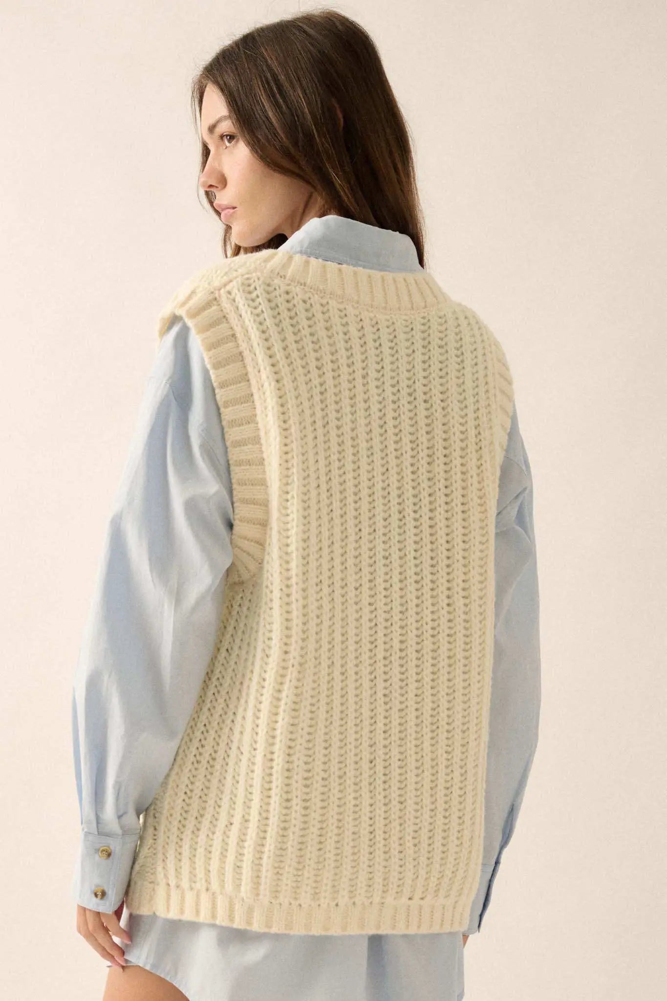 Making the Grade Oversize Cable Knit Sweater Vest Making the Grade Oversize Cable Knit Sweater Vest