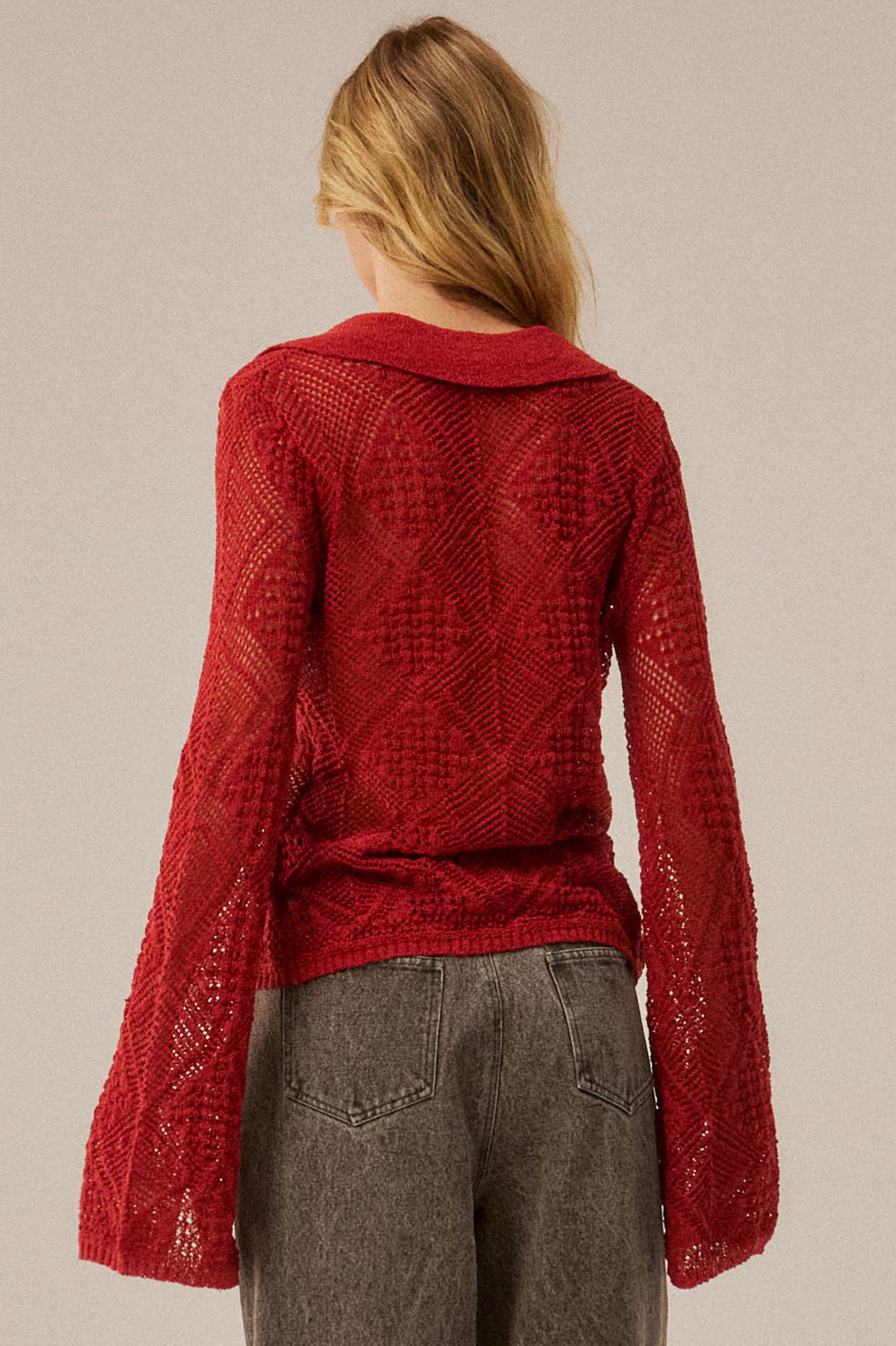Diamond Dust Geometric Crochet Button-Up Cardigan