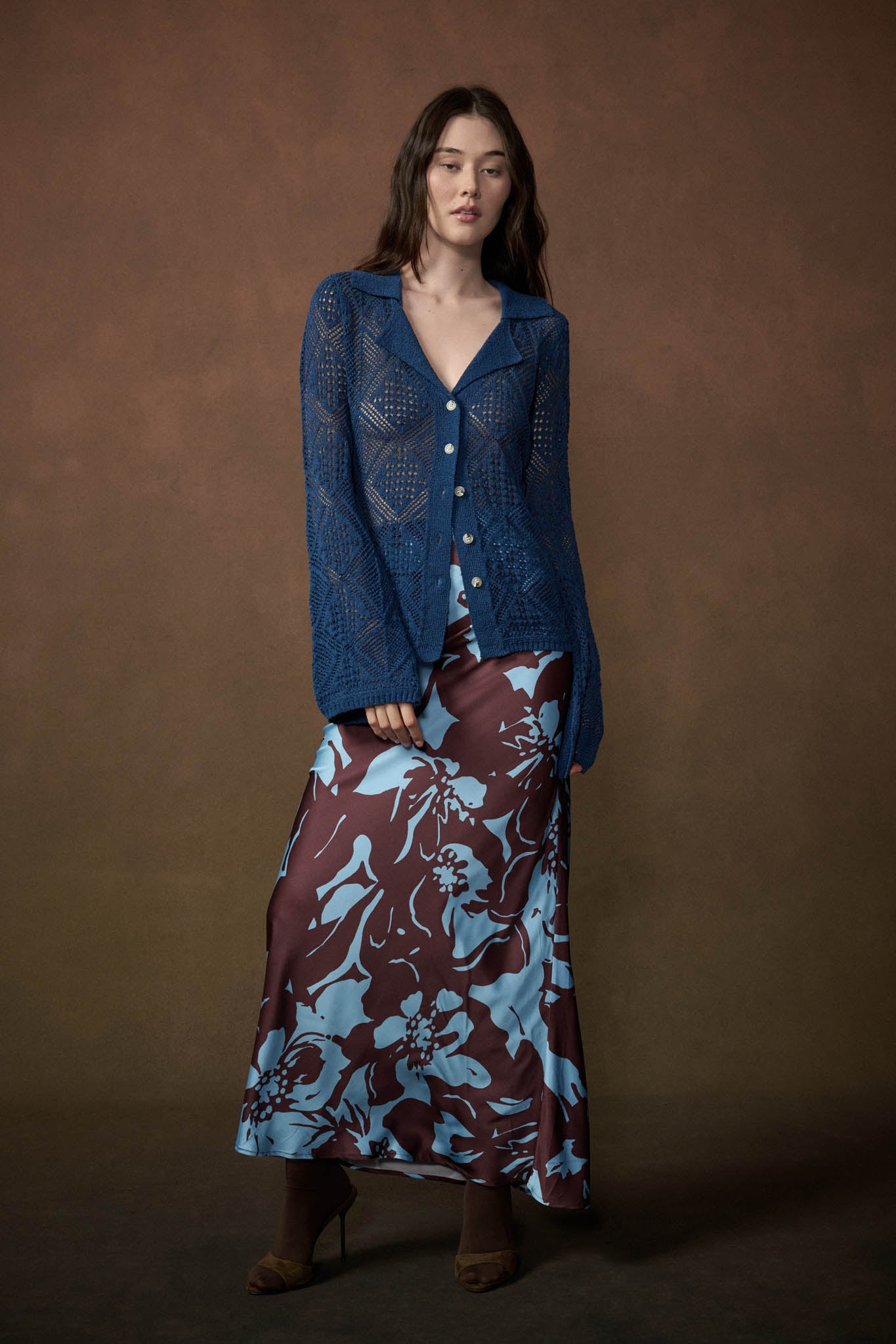 Diamond Dust Geometric Crochet Button-Up Cardigan