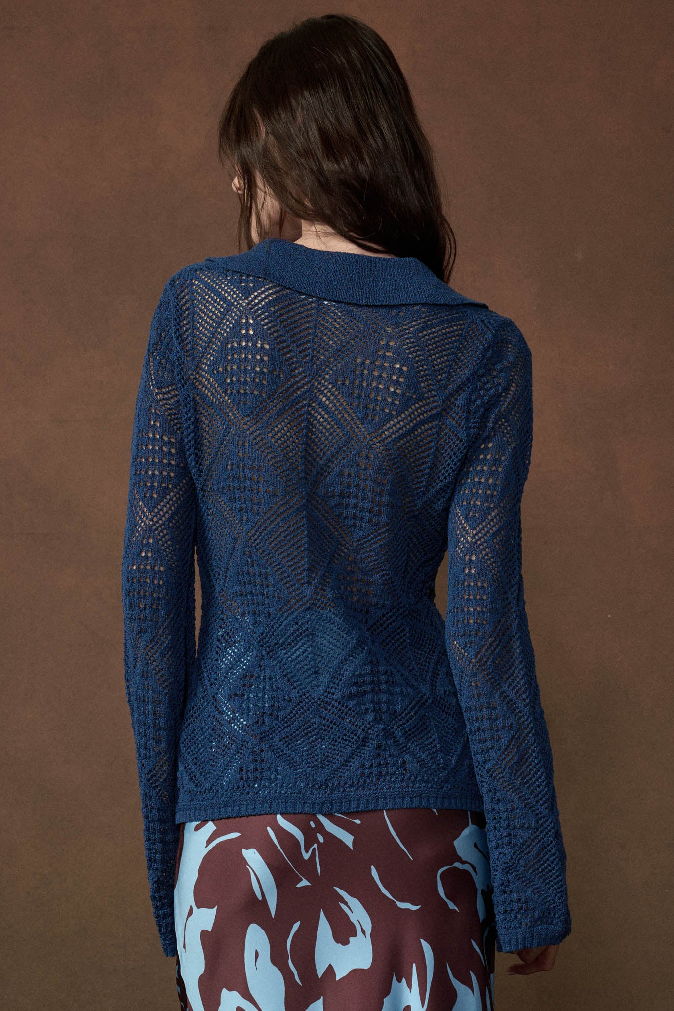 Diamond Dust Geometric Crochet Button-Up Cardigan