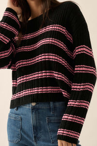 Rule the World Striped Ribbed Knit Sweater - ShopPromesa