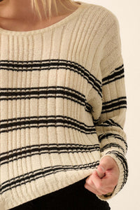 Rule the World Striped Ribbed Knit Sweater - ShopPromesa