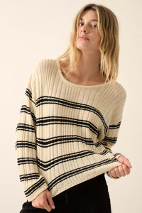 Rule the World Striped Ribbed Knit Sweater - ShopPromesa