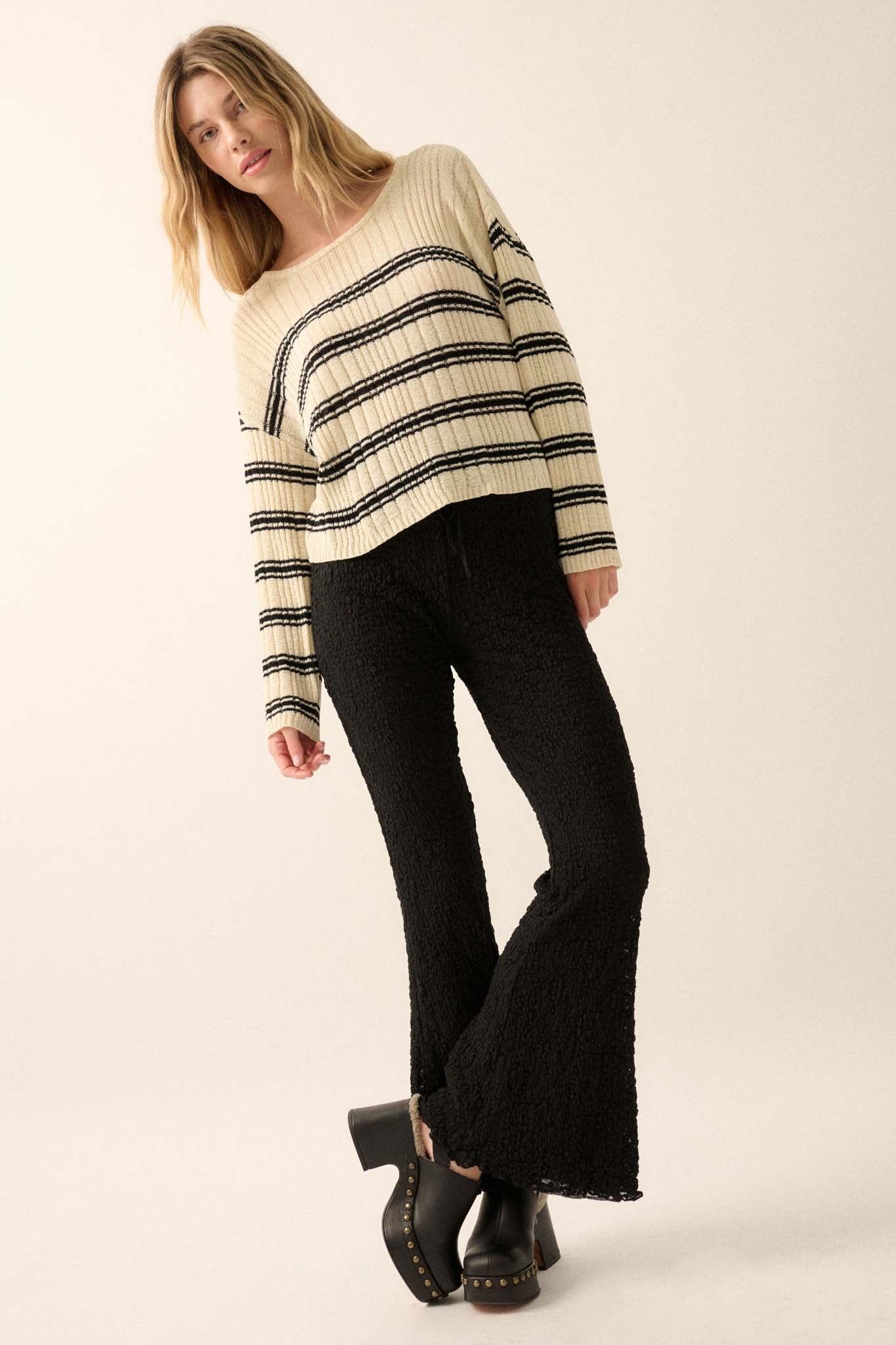 Rule the World Striped Ribbed Knit Sweater - ShopPromesa