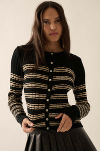 Rule the Day Striped Ribbed Knit Cardigan Sweater - ShopPromesa