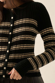 Rule the Day Striped Ribbed Knit Cardigan Sweater - ShopPromesa