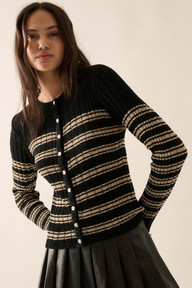 Rule the Day Striped Ribbed Knit Cardigan Sweater - ShopPromesa