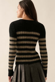 Rule the Day Striped Ribbed Knit Cardigan Sweater - ShopPromesa