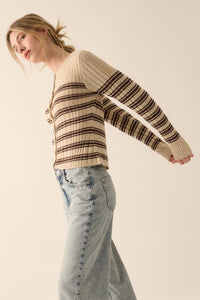 Rule the Day Striped Ribbed Knit Cardigan Sweater - ShopPromesa