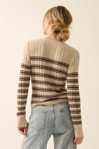 Rule the Day Striped Ribbed Knit Cardigan Sweater - ShopPromesa