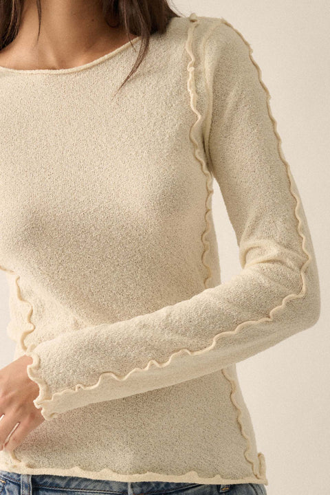 True to Life Textured Knit Exposed-Seam Top - ShopPromesa