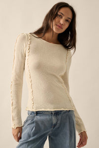 True to Life Textured Knit Exposed-Seam Top - ShopPromesa