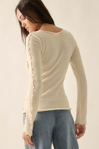 True to Life Textured Knit Exposed-Seam Top - ShopPromesa