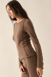 True to Life Textured Knit Exposed-Seam Top - ShopPromesa