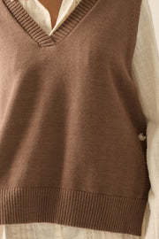 Book Smarts Side-Button V-Neck Sweater Vest - ShopPromesa