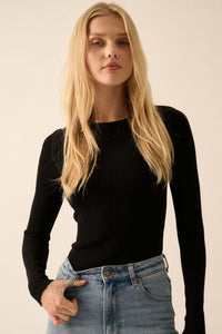 Shaper Fit Long-Sleeve Ribbed Knit Top - ShopPromesa