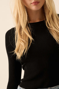 Shaper Fit Long-Sleeve Ribbed Knit Top - ShopPromesa