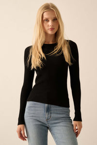 Shaper Fit Long-Sleeve Ribbed Knit Top - ShopPromesa