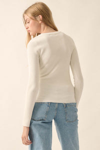 Shaper Fit Long-Sleeve Ribbed Knit Top - ShopPromesa