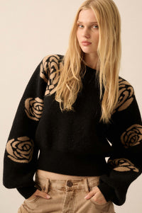 Winter Blooms Floral Jacquard Sweater - ShopPromesa