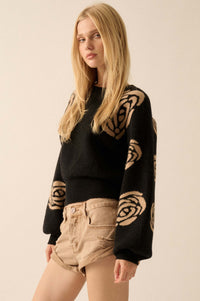 Winter Blooms Floral Jacquard Sweater - ShopPromesa