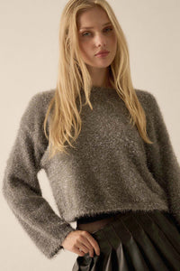 Winter Wonderland Metallic Fuzzy Knit Sweater - ShopPromesa