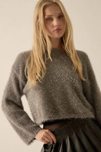 Winter Wonderland Metallic Fuzzy Knit Sweater - ShopPromesa