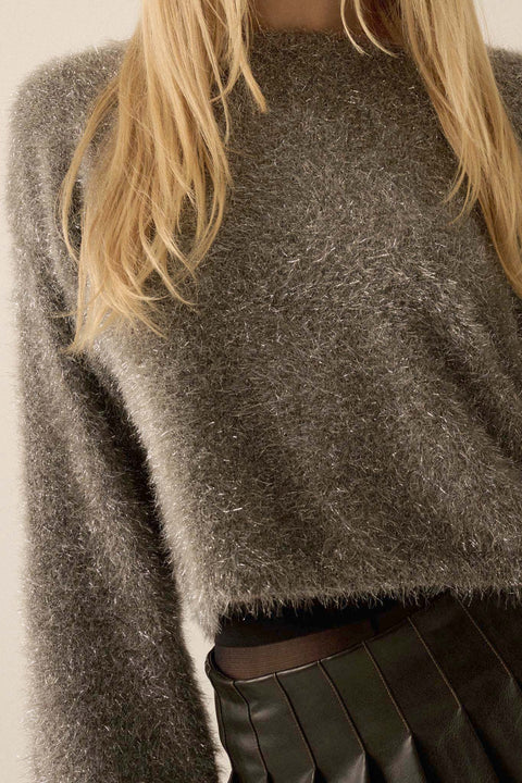 Winter Wonderland Metallic Fuzzy Knit Sweater - ShopPromesa