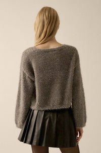 Winter Wonderland Metallic Fuzzy Knit Sweater - ShopPromesa