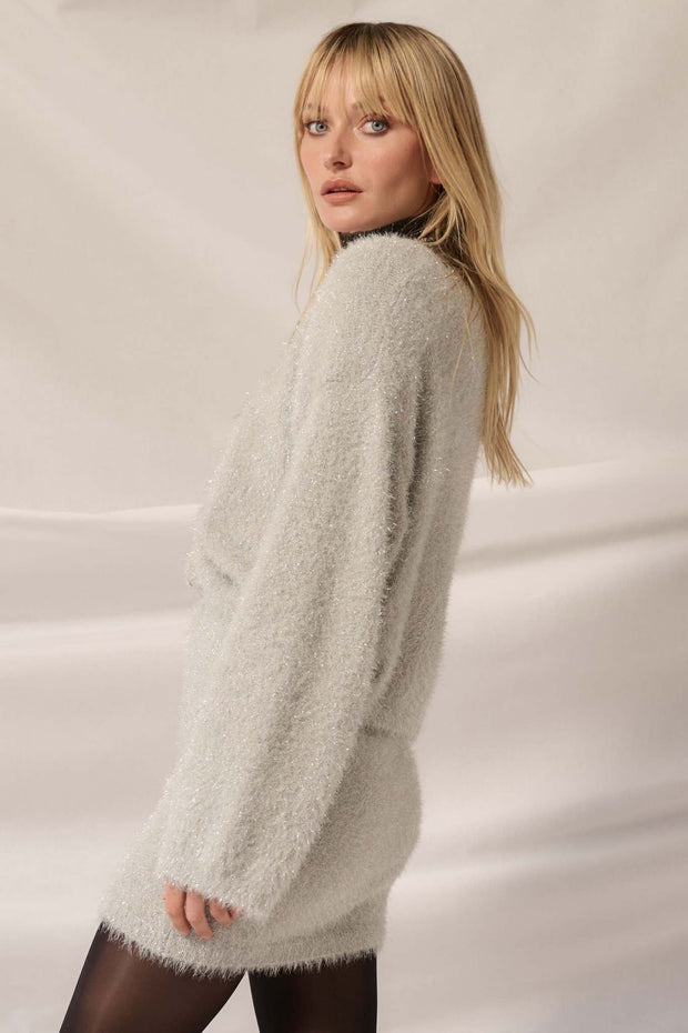 Winter Wonderland Metallic Fuzzy Knit Sweater - ShopPromesa