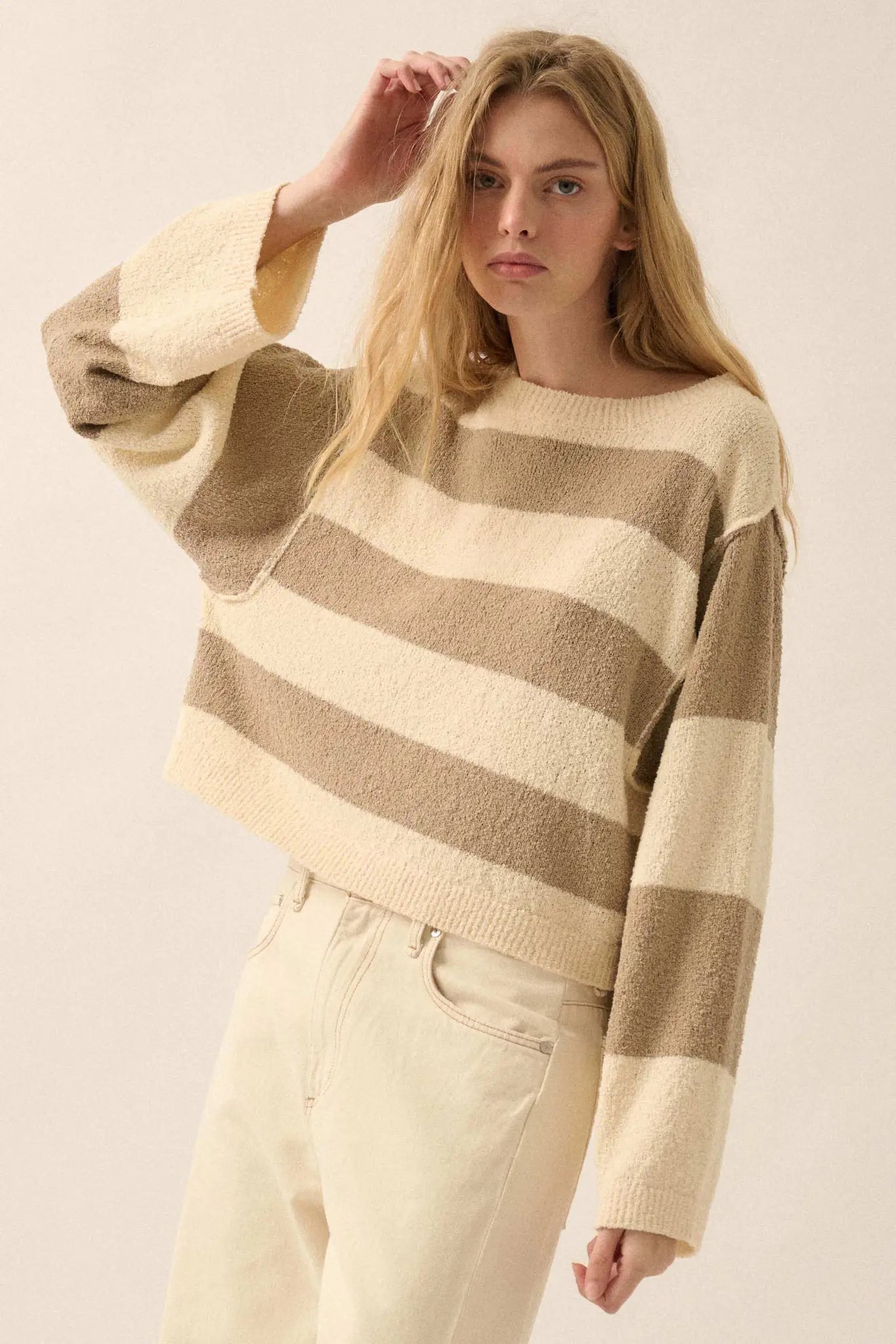 Straight Talk Striped Knit Cropped Sweater - ShopPromesa