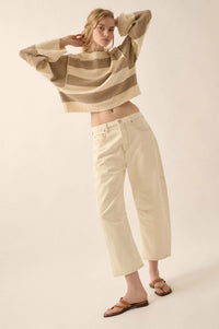 Straight Talk Striped Knit Cropped Sweater - ShopPromesa