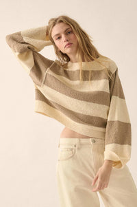 Straight Talk Striped Knit Cropped Sweater - ShopPromesa