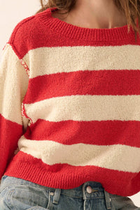 Straight Talk Striped Knit Cropped Sweater - ShopPromesa