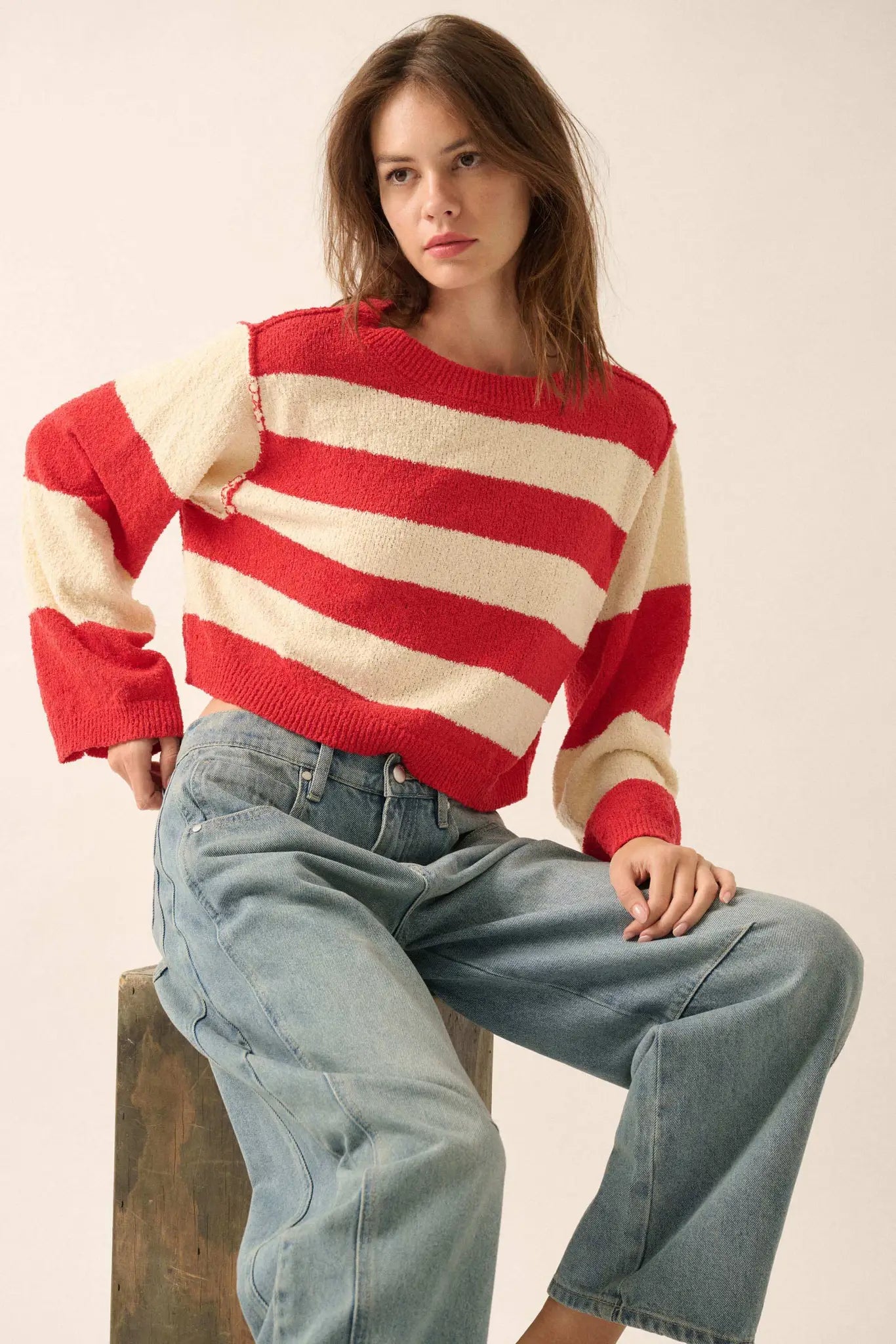 Straight Talk Striped Knit Cropped Sweater - ShopPromesa