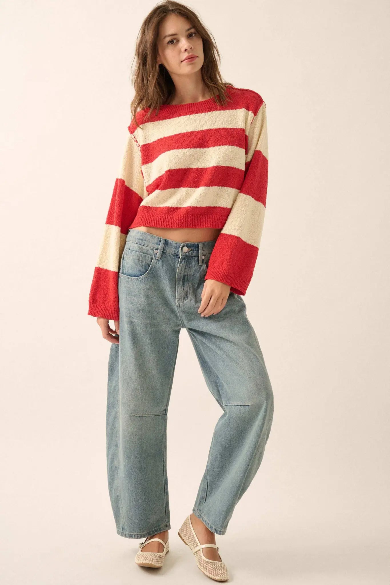Straight Talk Striped Knit Cropped Sweater - ShopPromesa